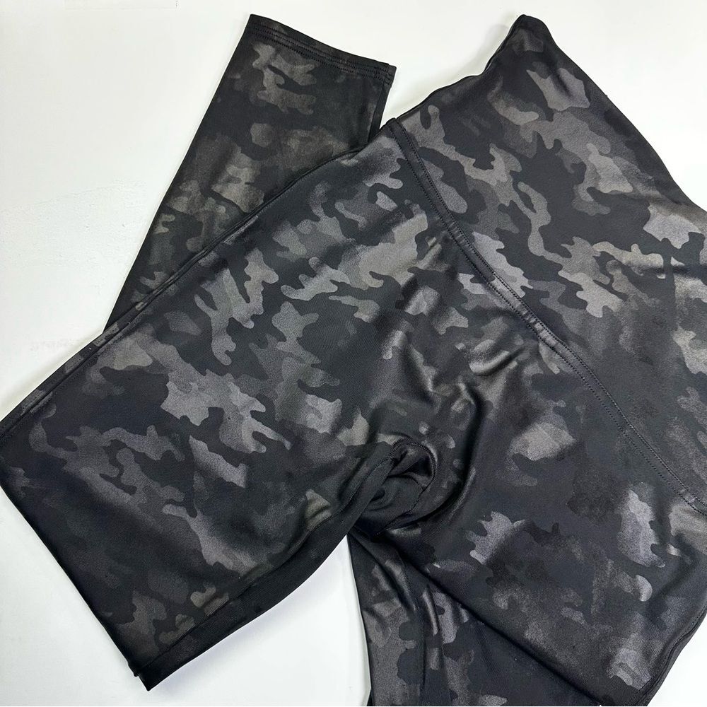 Spanx Black Camo Print Leggings, Workout Athleisure Stretchy, Women's L